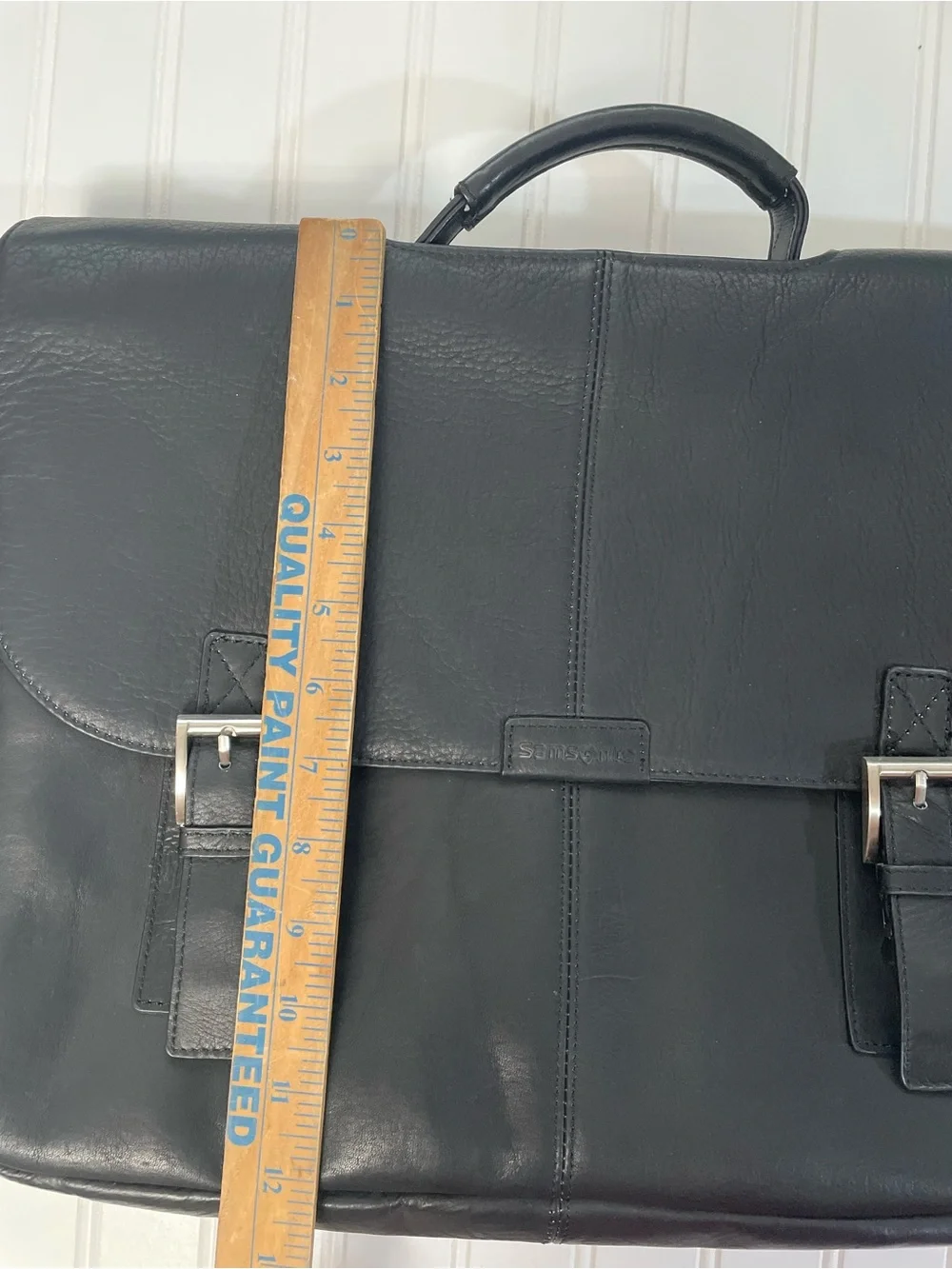 Samsonite Black Genuine Leather Laptop Briefcase Attache Messenger Bag